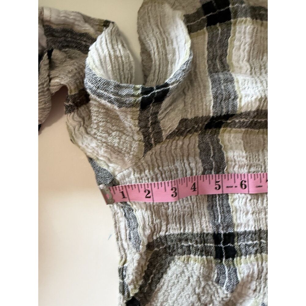 Habitat Linen Blend Top Crinkle Artsy Blouse Button Cuff Asymmetric Lagenlook XL - Picture 8 of 13